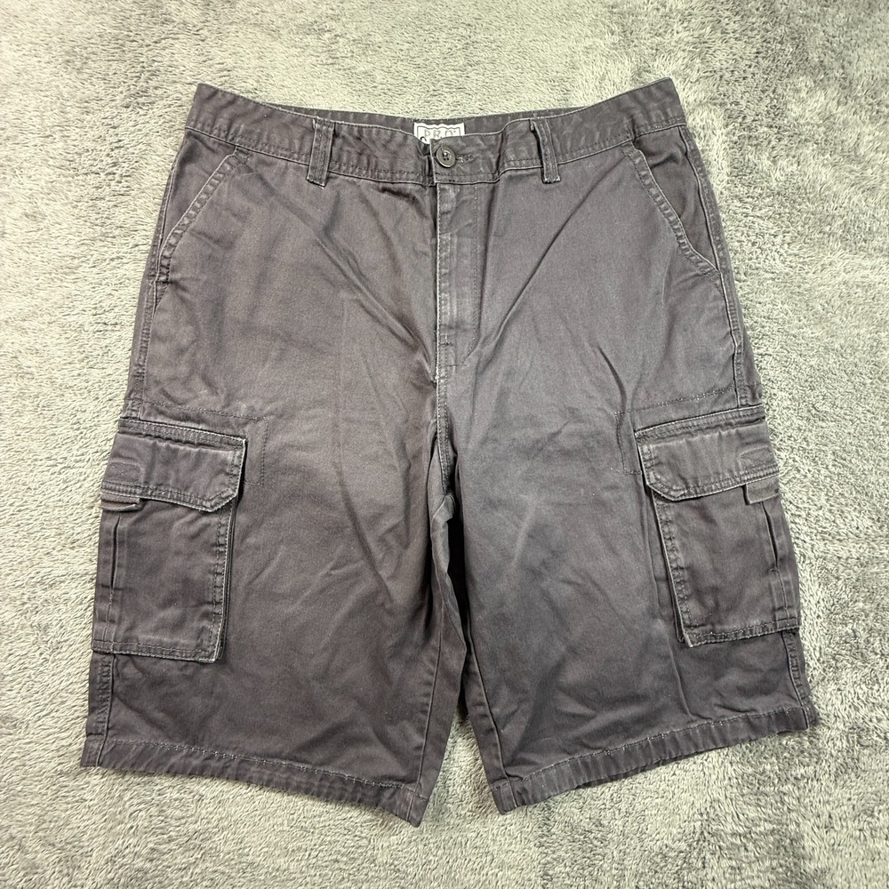 Vintage Pro Club Heavy Denim Cargo Shorts Baggy Mens 38 Gray Streetwear